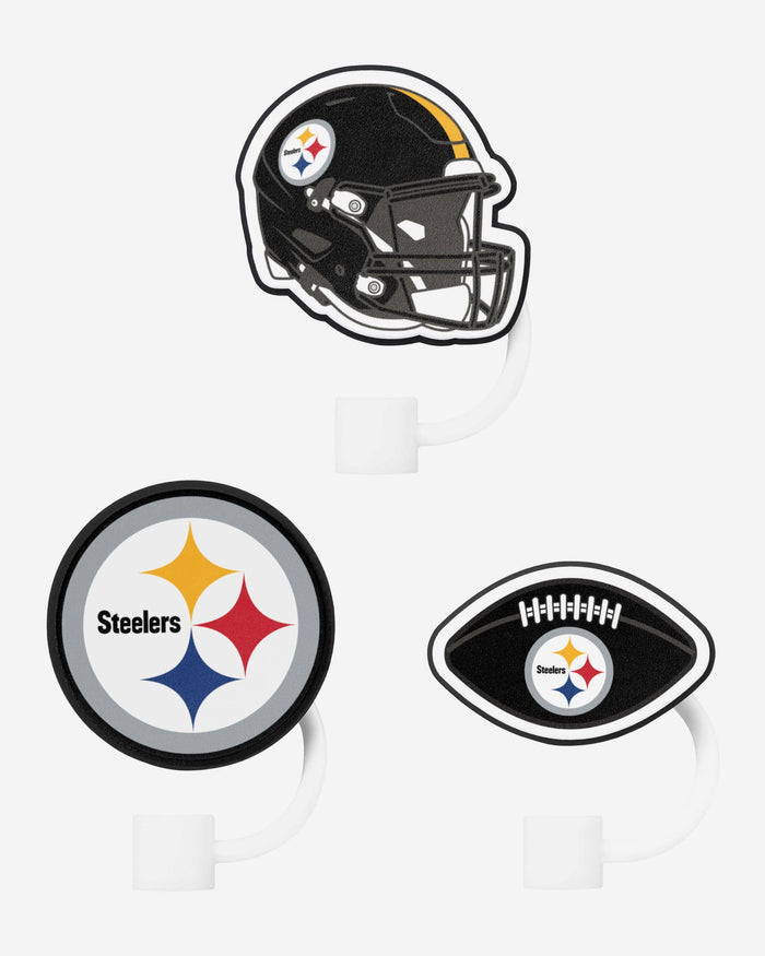 Pittsburgh Steelers 3 Pack Primary Logo Straw Toppers FOCO - FOCO.com