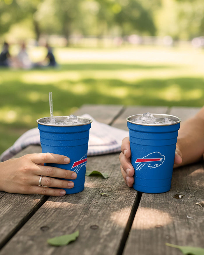 Buffalo Bills 2 Pack Reusable Stainless Steel 16 oz Tumbler Cup FOCO - FOCO.com