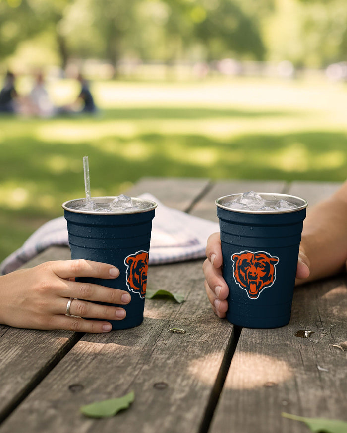 Chicago Bears 2 Pack Reusable Stainless Steel 16 oz Tumbler Cup FOCO - FOCO.com