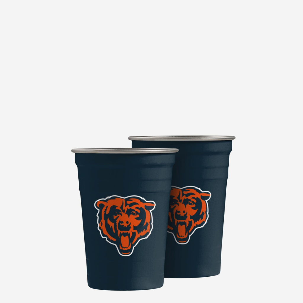 Chicago Bears 2 Pack Reusable Stainless Steel 16 oz Tumbler Cup FOCO - FOCO.com