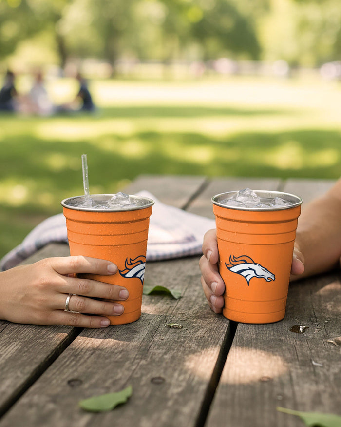 Denver Broncos 2 Pack Reusable Stainless Steel 16 oz Tumbler Cup FOCO - FOCO.com