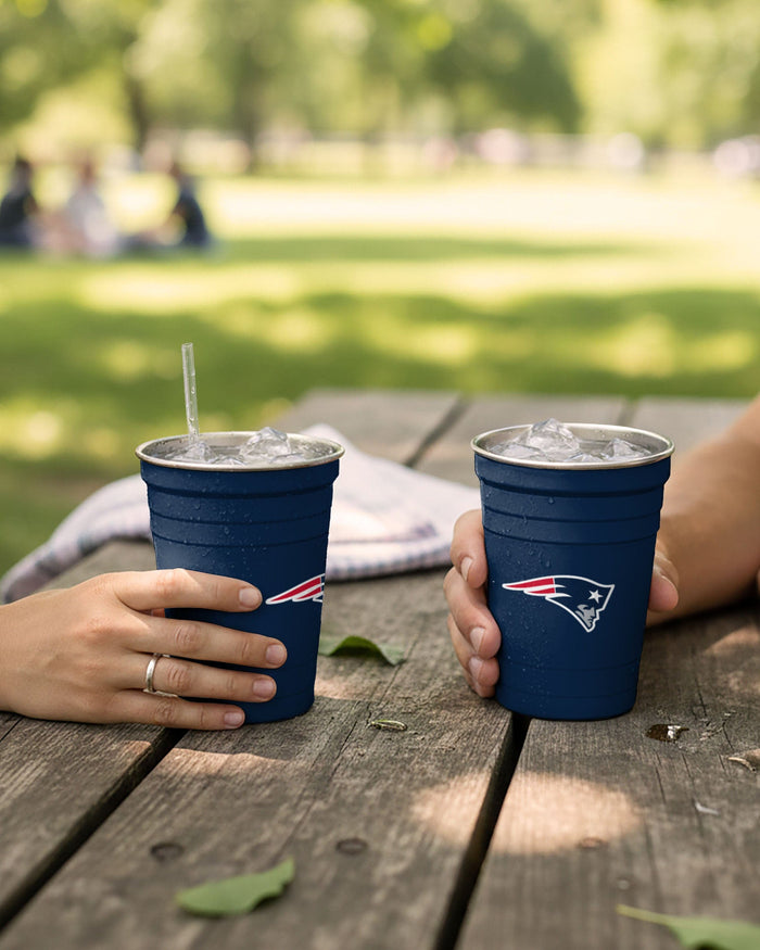 New England Patriots 2 Pack Reusable Stainless Steel 16 oz Tumbler Cup FOCO - FOCO.com