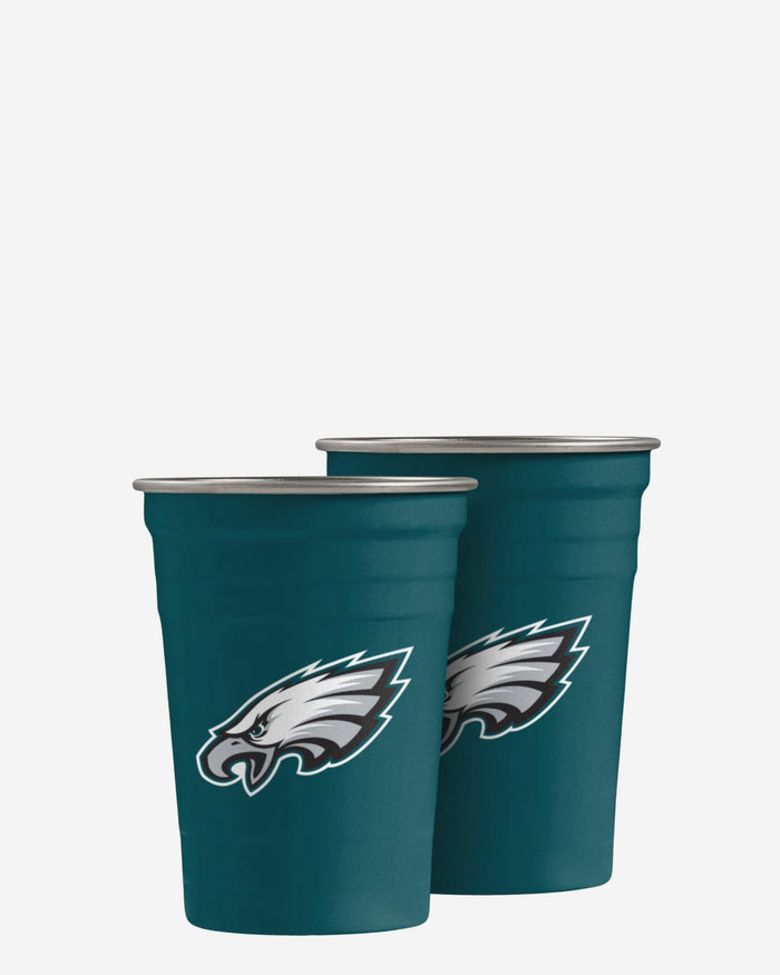 Philadelphia Eagles 2 Pack Reusable Stainless Steel 16 oz Tumbler Cup FOCO - FOCO.com