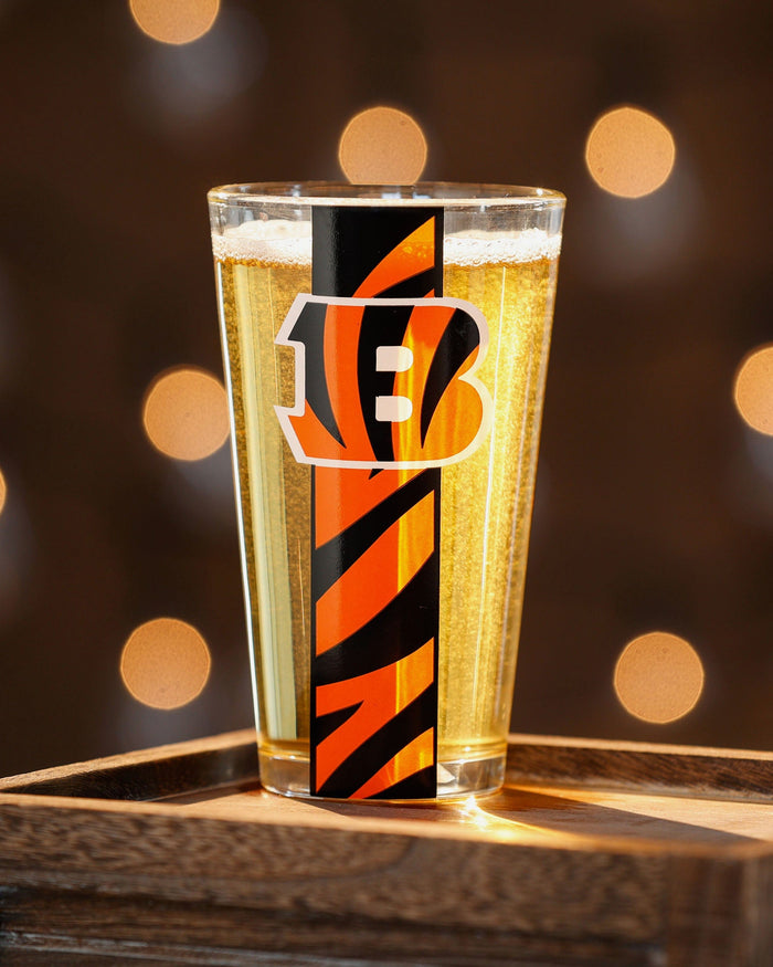 Cincinnati Bengals Team Stripe Pint Glass FOCO - FOCO.com