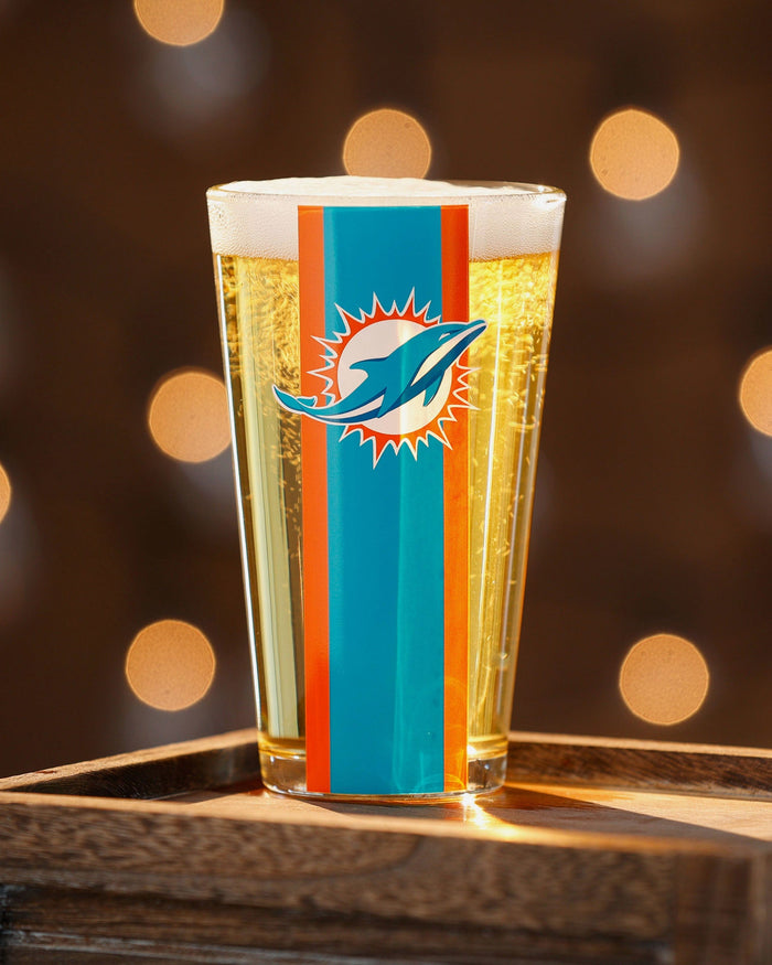 Miami Dolphins Team Stripe Pint Glass FOCO - FOCO.com