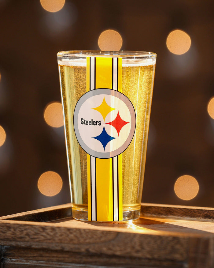 Pittsburgh Steelers Team Stripe Pint Glass FOCO - FOCO.com