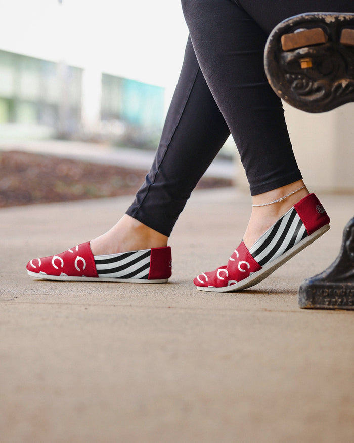 Cincinnati Reds Womens Stripe Canvas Shoe FOCO - FOCO.com