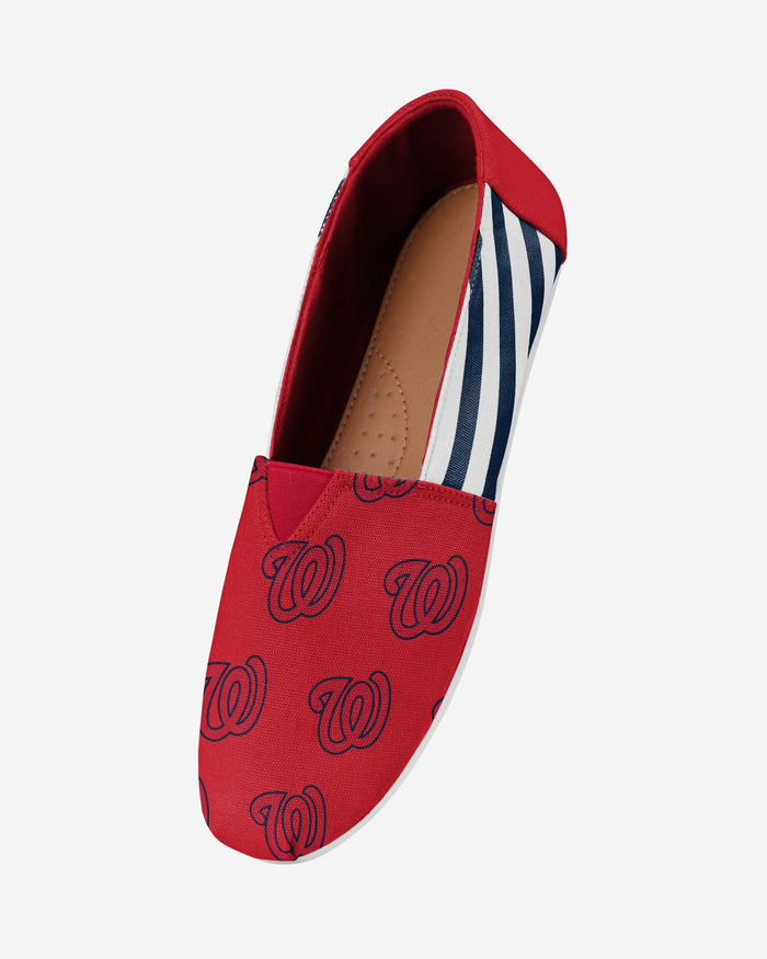 Washington Nationals Womens Stripe Canvas Shoe FOCO - FOCO.com