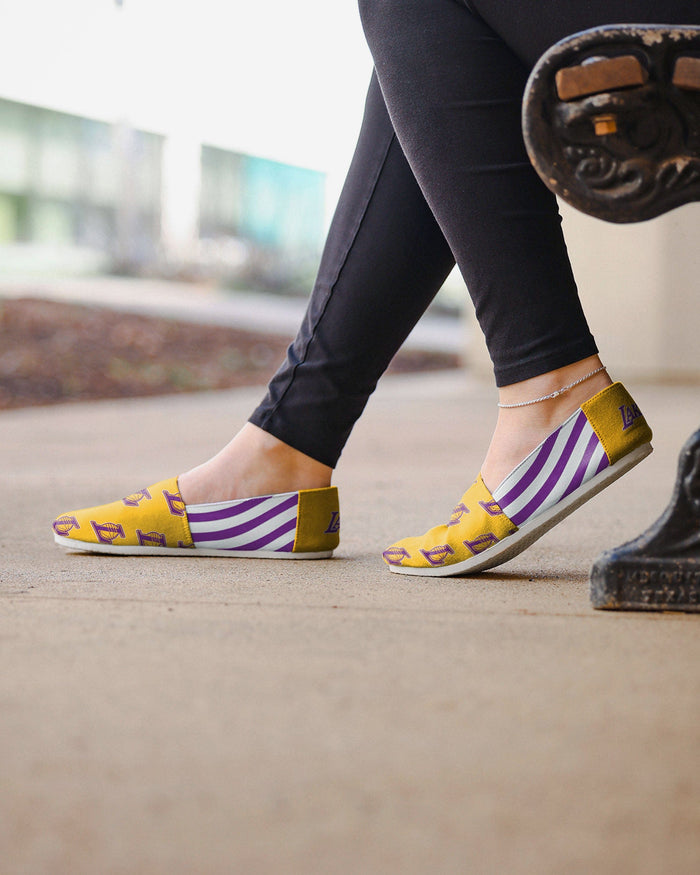 Los Angeles Lakers Womens Stripe Canvas Shoe FOCO - FOCO.com