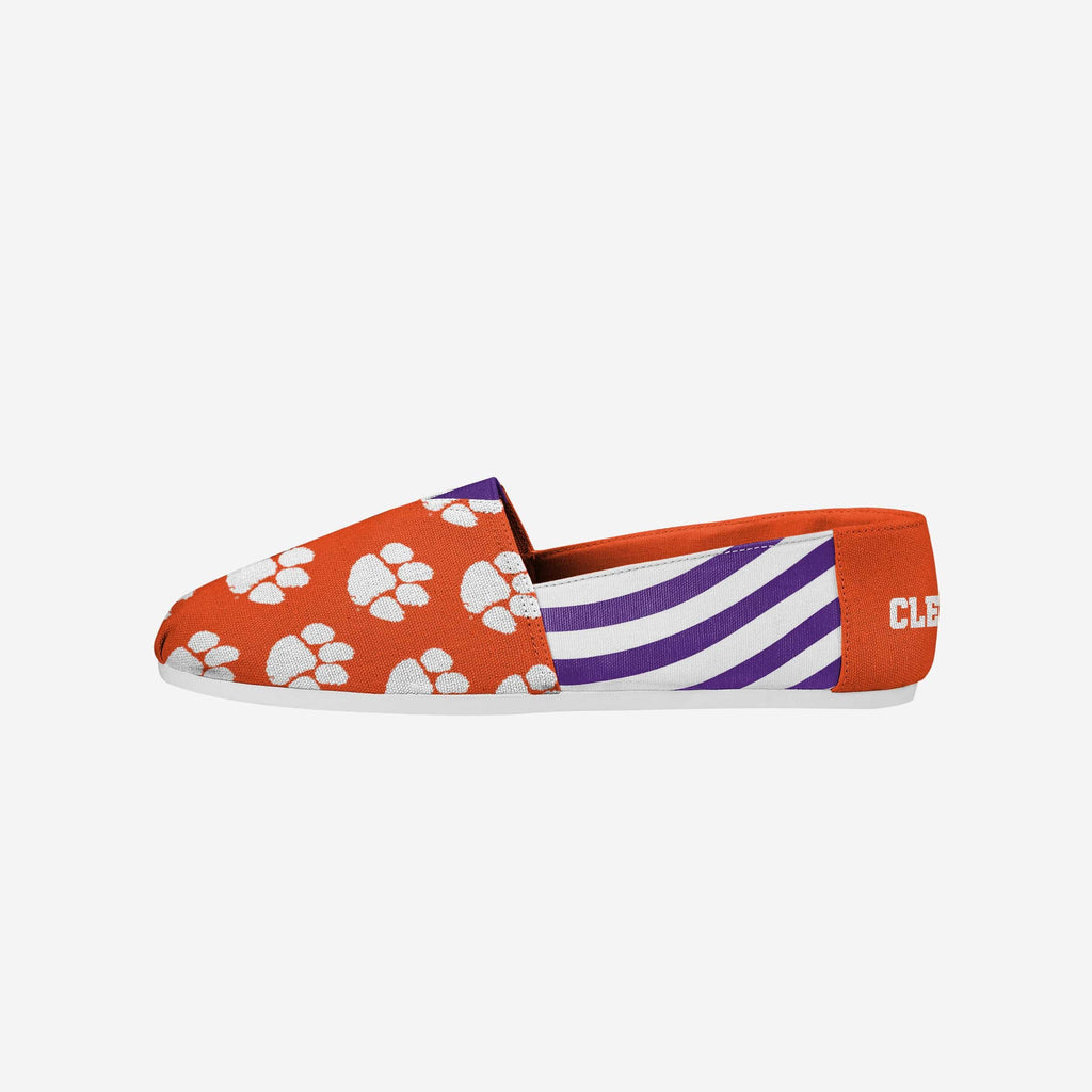 Clemson Tigers Womens Stripe Canvas Shoe FOCO S - FOCO.com