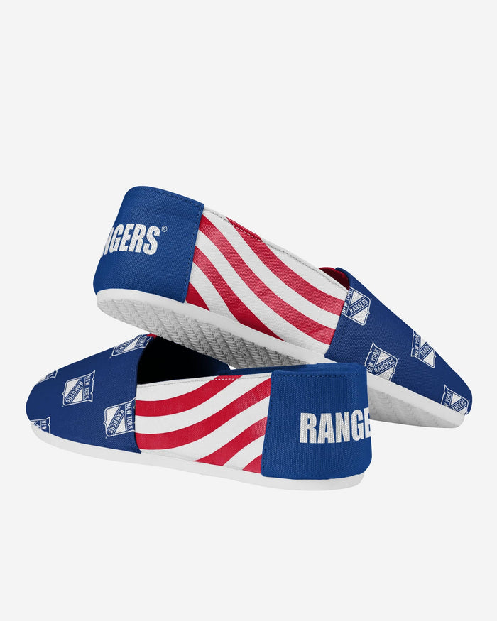 New York Rangers Womens Stripe Canvas Shoe FOCO - FOCO.com