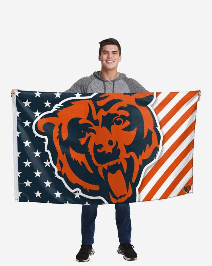 Chicago Bears Big Logo Americana Horizontal Flag FOCO - FOCO.com