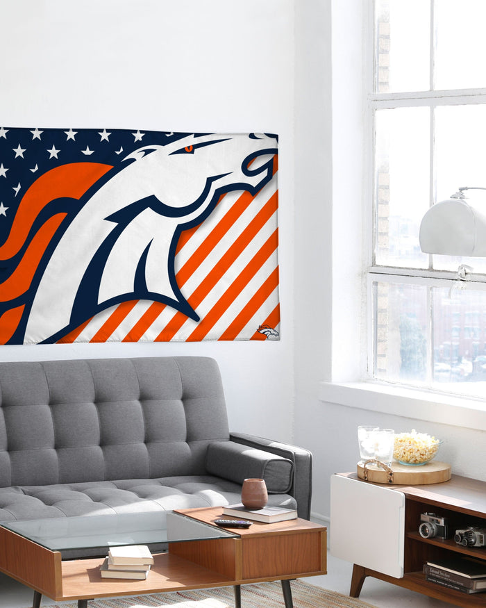 Denver Broncos Big Logo Americana Horizontal Flag FOCO - FOCO.com