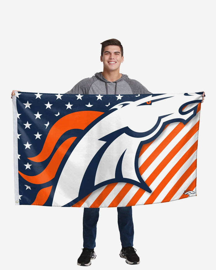 Denver Broncos Big Logo Americana Horizontal Flag FOCO - FOCO.com