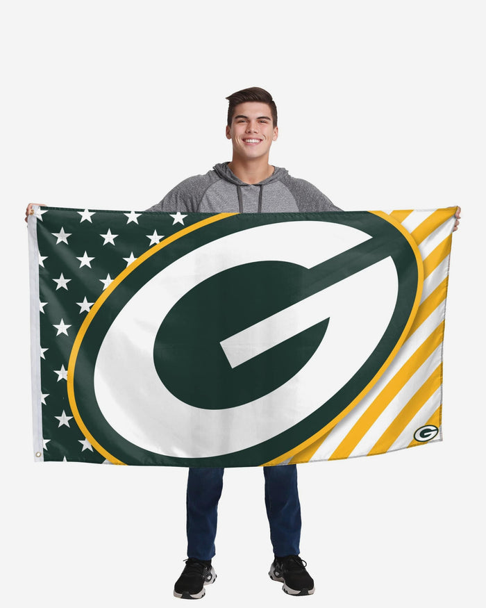 Green Bay Packers Big Logo Americana Horizontal Flag FOCO - FOCO.com