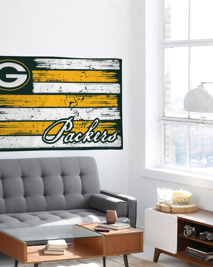 Green Bay Packers Brushstroke Americana Horizontal Flag FOCO - FOCO.com