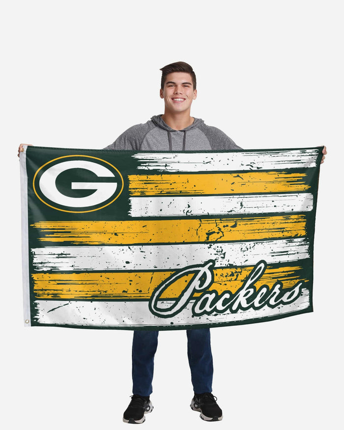 Green Bay Packers Brushstroke Americana Horizontal Flag FOCO - FOCO.com