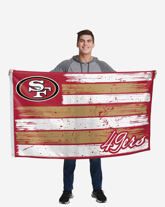 San Francisco 49ers Brushstroke Americana Horizontal Flag FOCO - FOCO.com