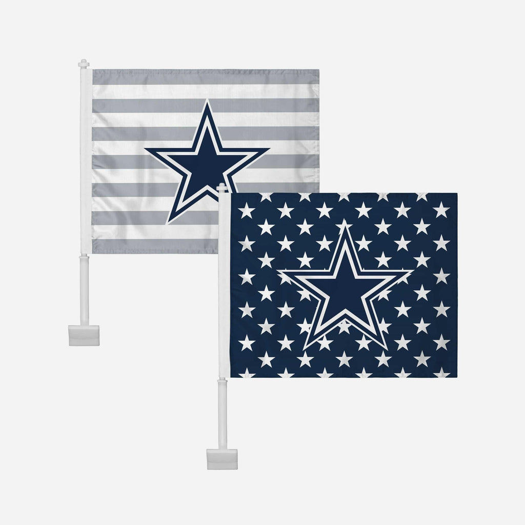 Dallas Cowboys 2 Pack Solid Americana Car Flag FOCO - FOCO.com