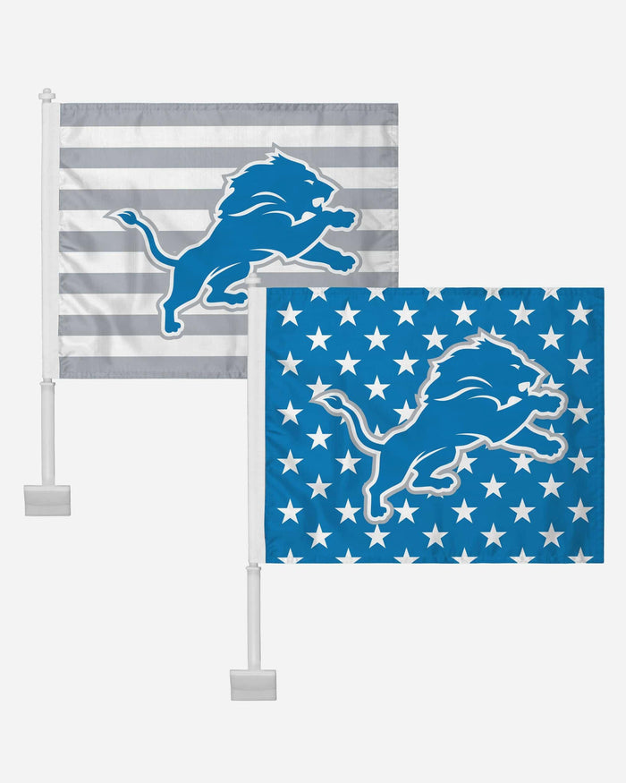 Detroit Lions 2 Pack Solid Americana Car Flag FOCO - FOCO.com