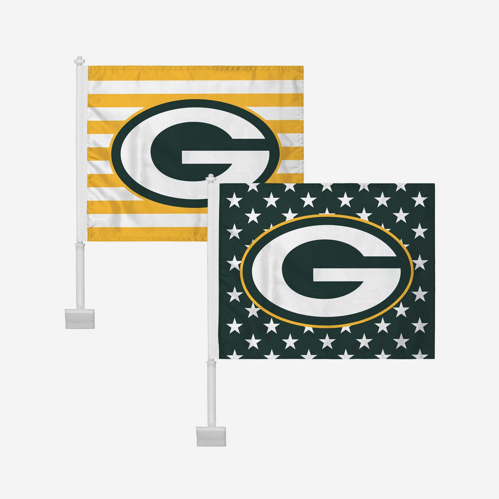 Green Bay Packers 2 Pack Solid Americana Car Flag FOCO - FOCO.com
