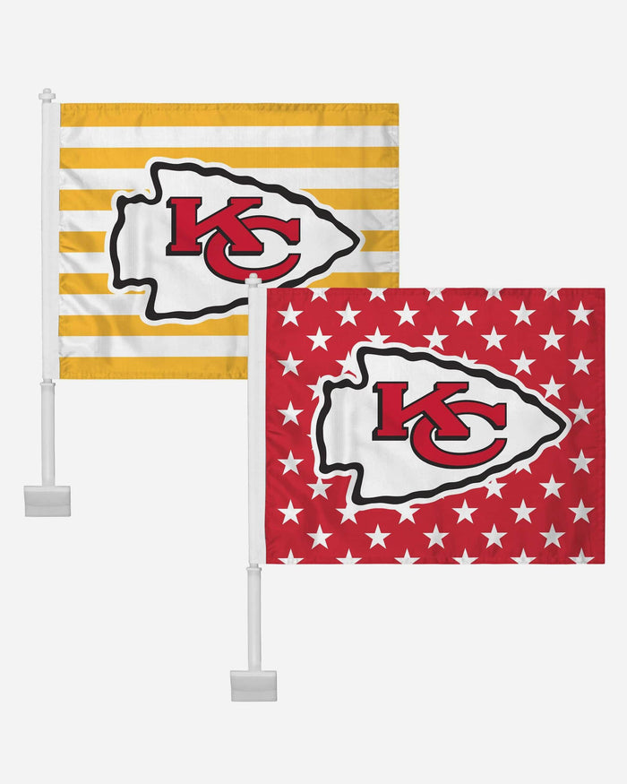 Kansas City Chiefs 2 Pack Solid Americana Car Flag FOCO - FOCO.com