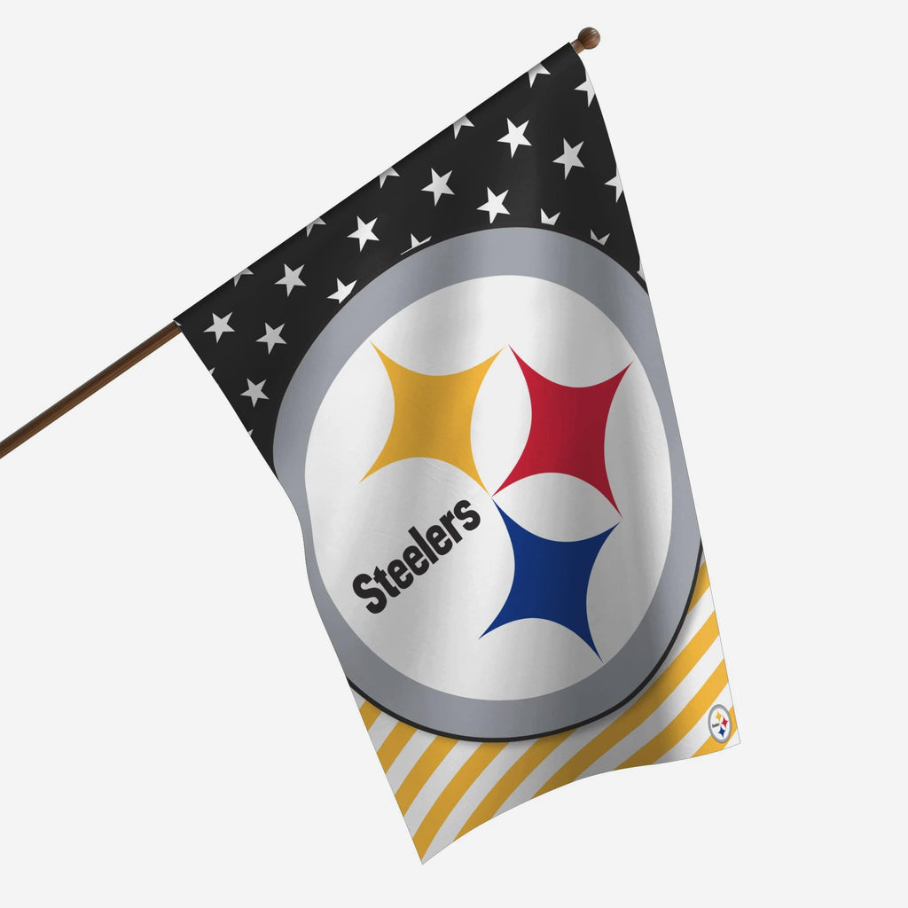Pittsburgh Steelers Big Logo Americana Vertical Flag FOCO - FOCO.com