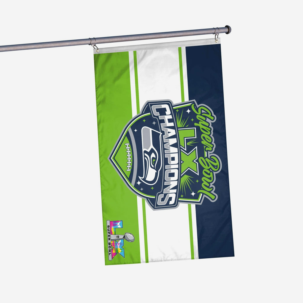 Seattle Seahawks Super Bowl LX Champions Horizontal Flag FOCO - FOCO.com