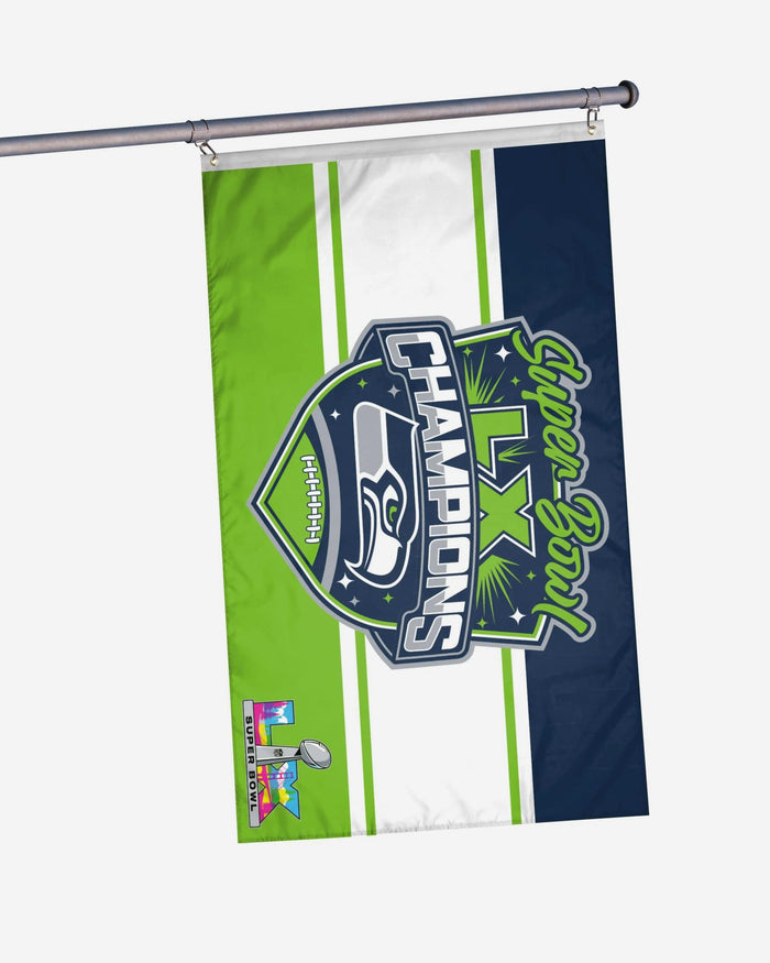 Seattle Seahawks Super Bowl LX Champions Horizontal Flag FOCO - FOCO.com