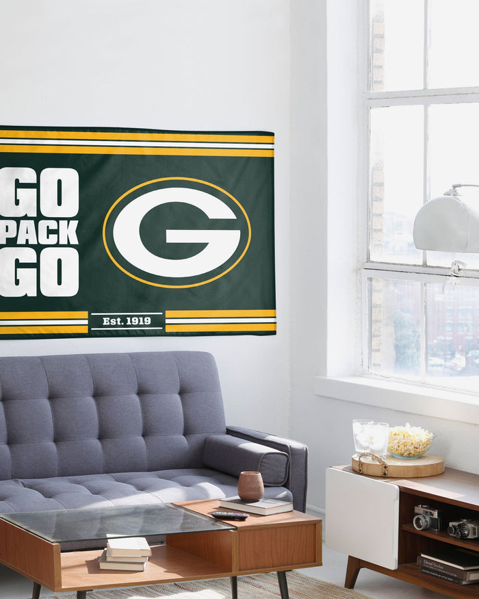 Green Bay Packers Horizontal Slogan Flag FOCO - FOCO.com