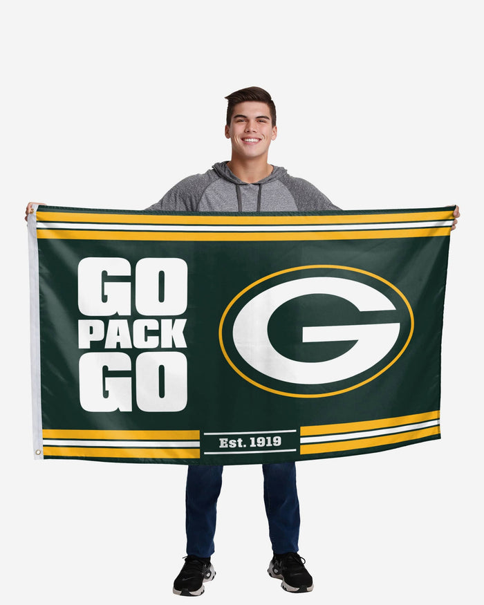 Green Bay Packers Horizontal Slogan Flag FOCO - FOCO.com