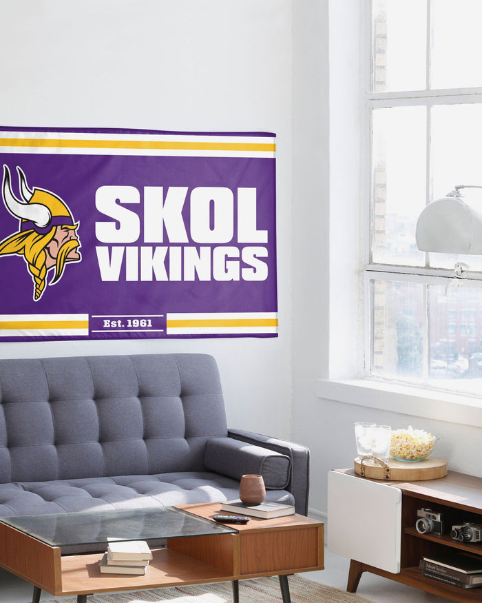 Minnesota Vikings Horizontal Slogan Flag FOCO - FOCO.com