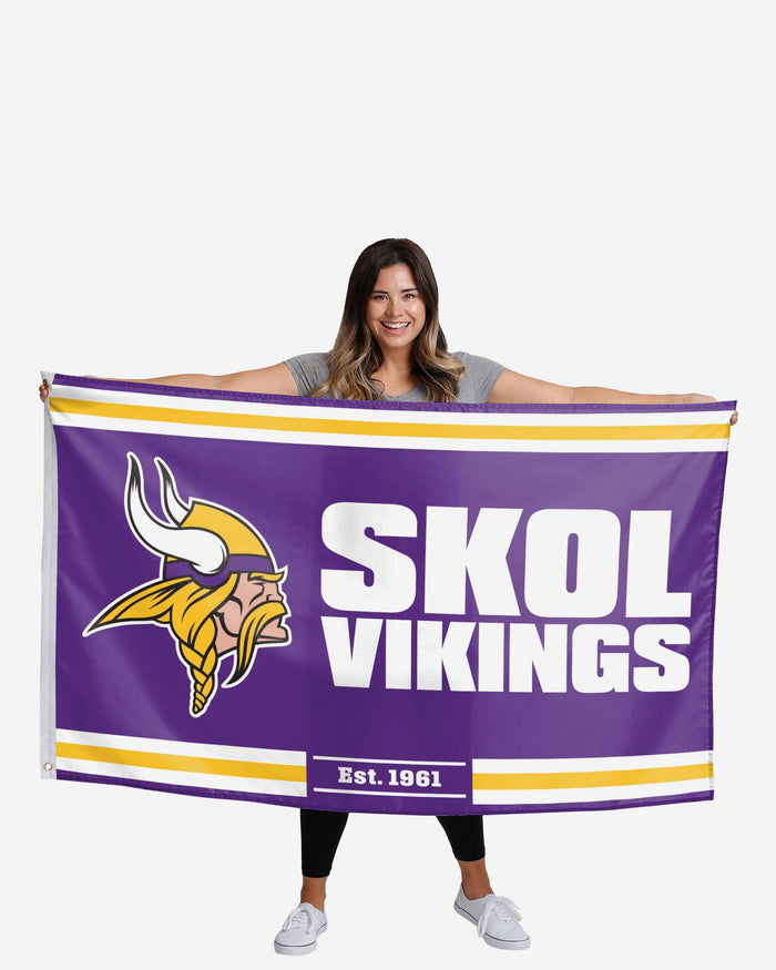 Minnesota Vikings Horizontal Slogan Flag FOCO - FOCO.com