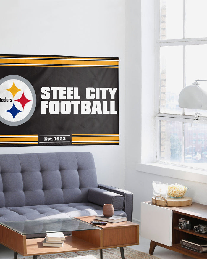 Pittsburgh Steelers Horizontal Slogan Flag FOCO - FOCO.com