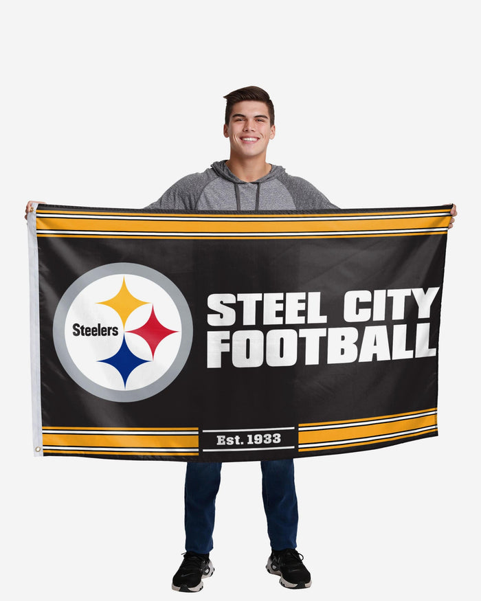 Pittsburgh Steelers Horizontal Slogan Flag FOCO - FOCO.com