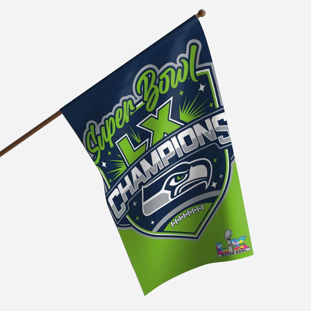 Seattle Seahawks Super Bowl LX Champions Vertical Flag FOCO - FOCO.com