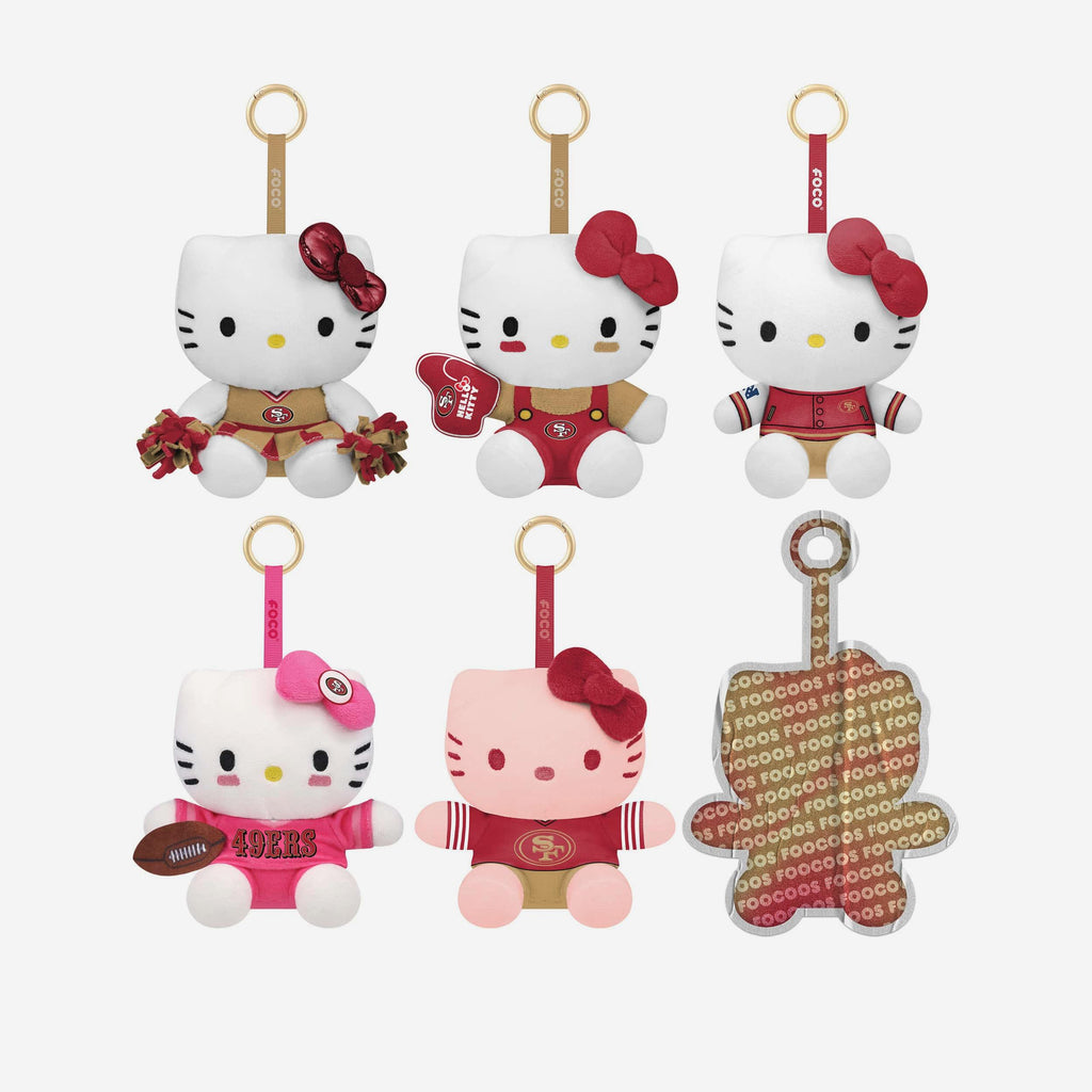 San Francisco 49ers Hello Kitty® FOOCOOS Plush Bag Charm Keychain Blind Box Series 1 FOCO - FOCO.com