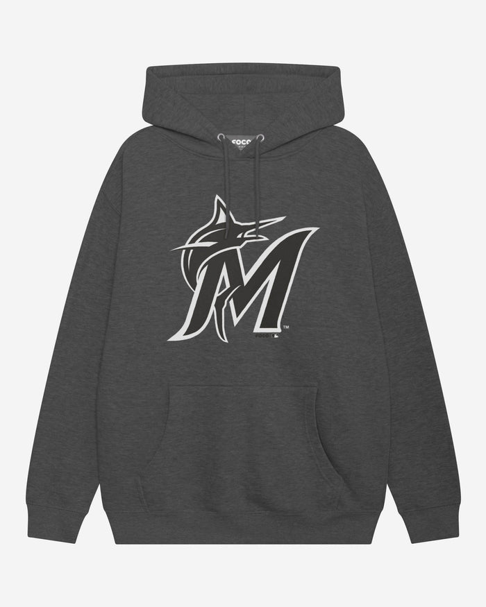 Miami Marlins Black & White Primary Logo Hoodie FOCO S - FOCO.com