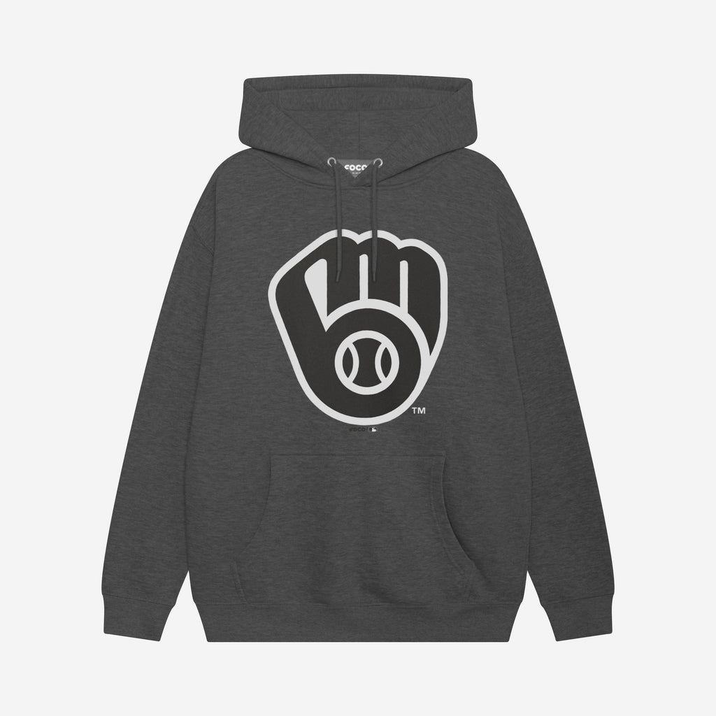 Milwaukee Brewers Black & White Primary Logo Hoodie FOCO S - FOCO.com
