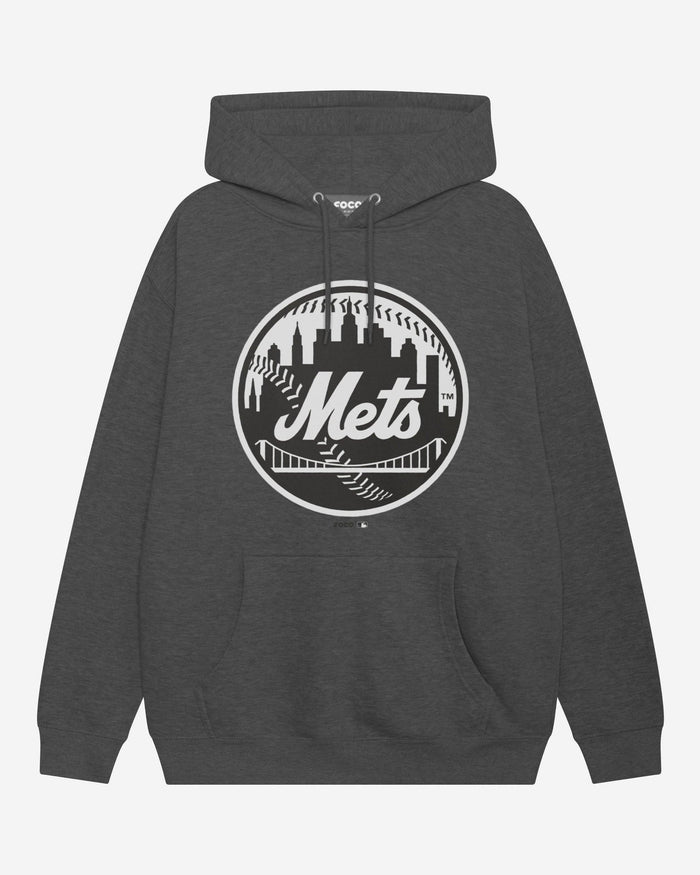 New York Mets Black & White Primary Logo Hoodie FOCO S - FOCO.com