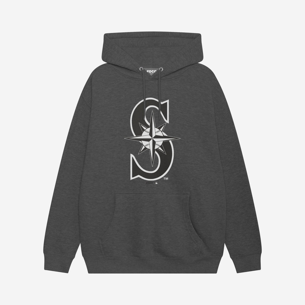 Seattle Mariners Black & White Primary Logo Hoodie FOCO S - FOCO.com