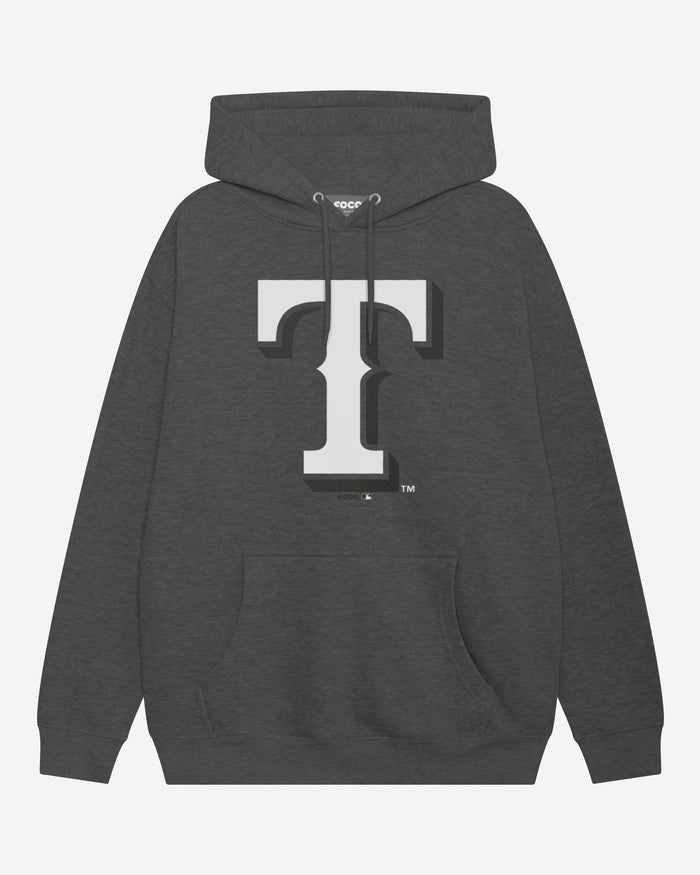 Texas Rangers Black & White Primary Logo Hoodie FOCO S - FOCO.com
