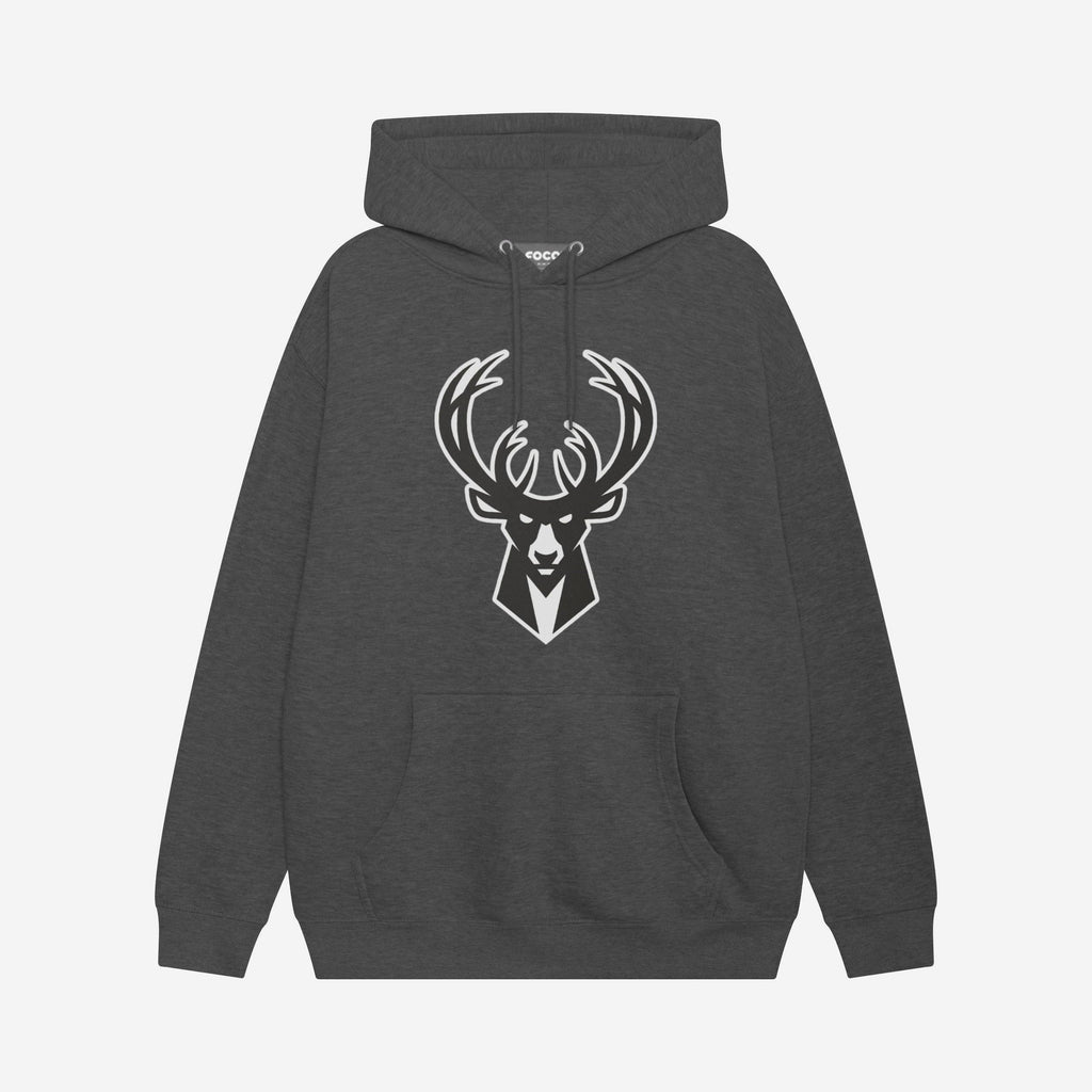 Milwaukee Bucks Black & White Primary Logo Hoodie FOCO S - FOCO.com