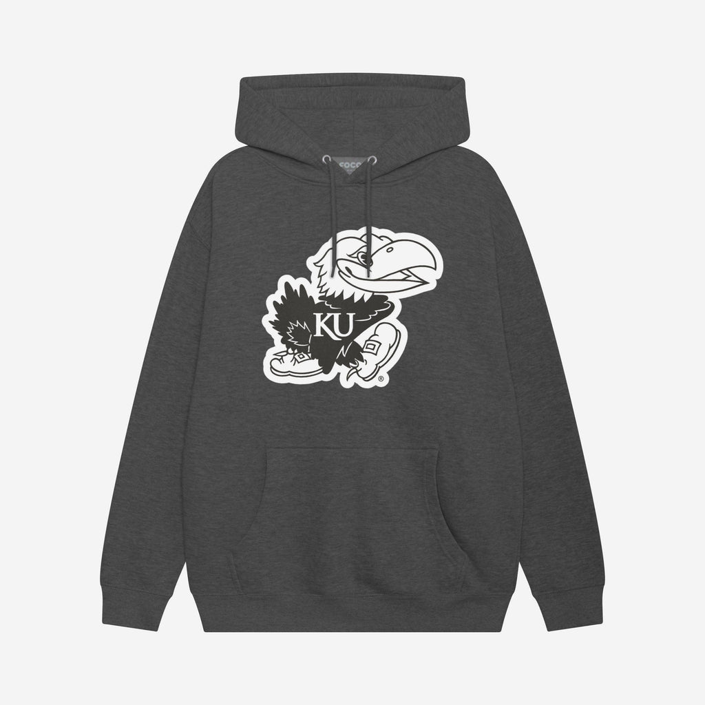 Kansas Jayhawks Black & White Primary Logo Hoodie FOCO S - FOCO.com