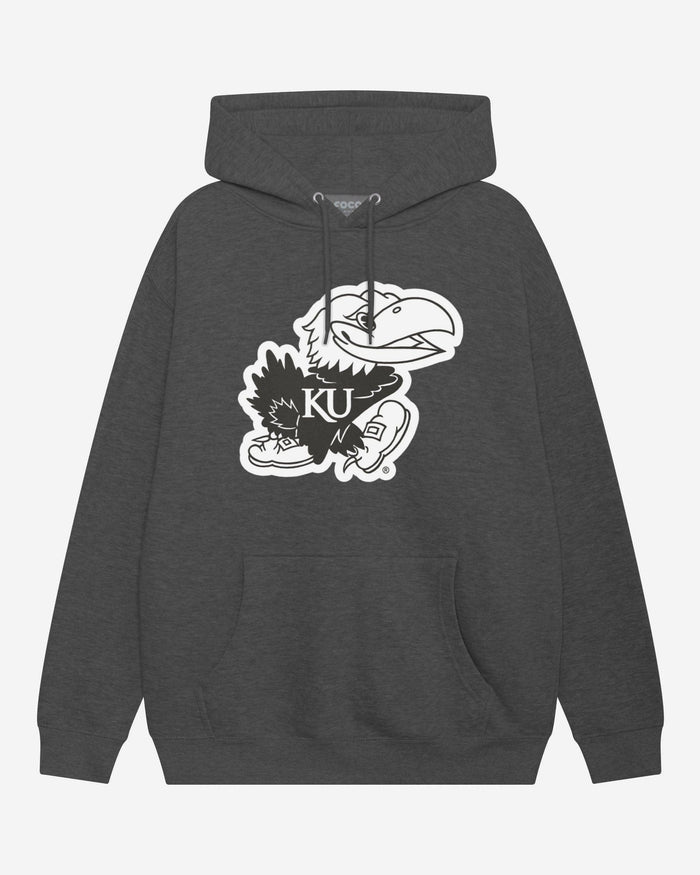 Kansas Jayhawks Black & White Primary Logo Hoodie FOCO S - FOCO.com