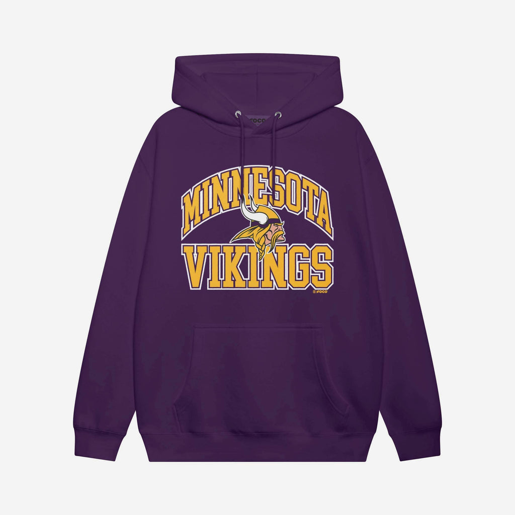 Minnesota Vikings Arched Wordmark Hoodie FOCO Athletic Heather S - FOCO.com