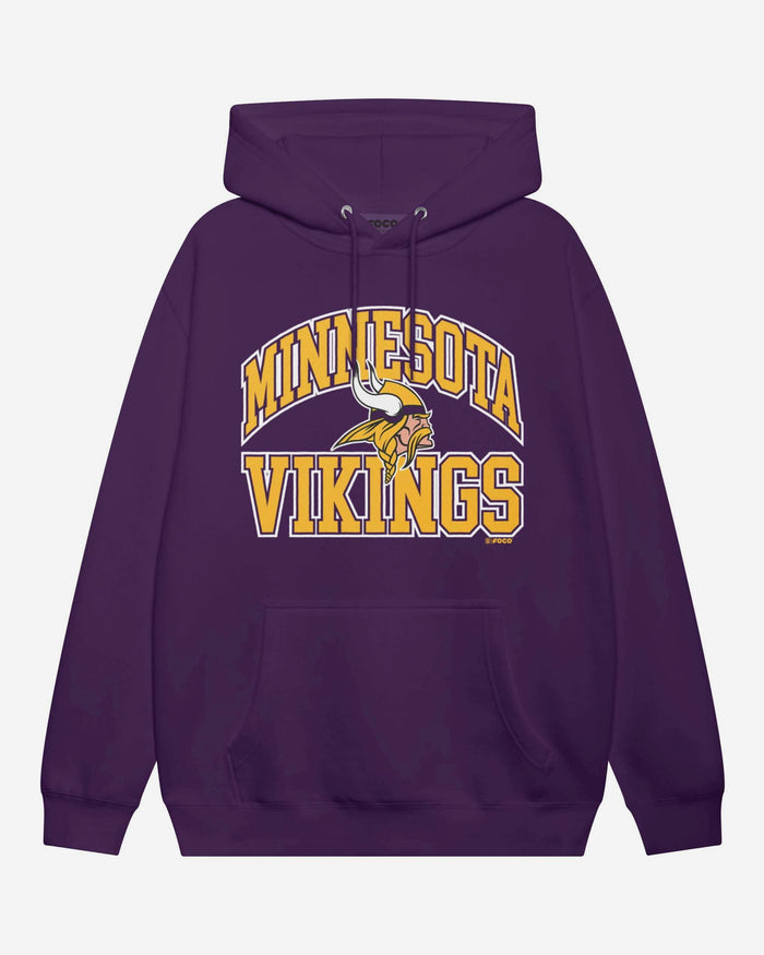 Minnesota Vikings Arched Wordmark Hoodie FOCO Athletic Heather S - FOCO.com