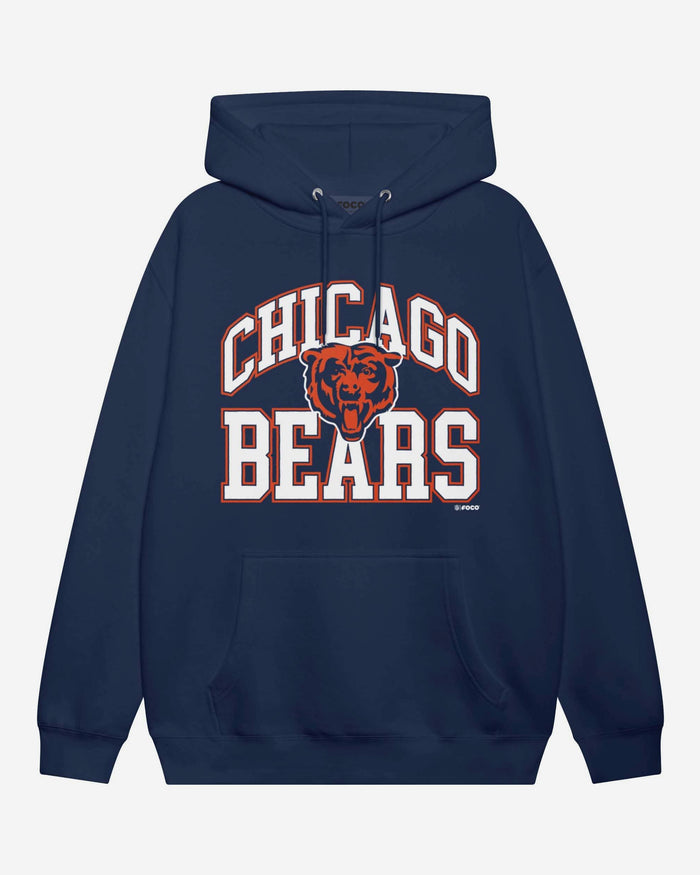 Chicago Bears Arched Wordmark Hoodie FOCO Athletic Heather S - FOCO.com