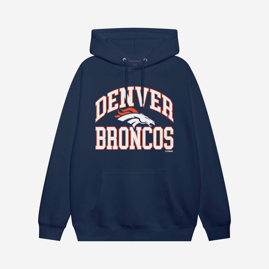 Denver Broncos Arched Wordmark Hoodie FOCO Athletic Heather S - FOCO.com