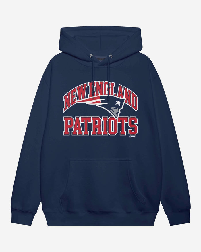 New England Patriots Arched Wordmark Hoodie FOCO Athletic Heather S - FOCO.com